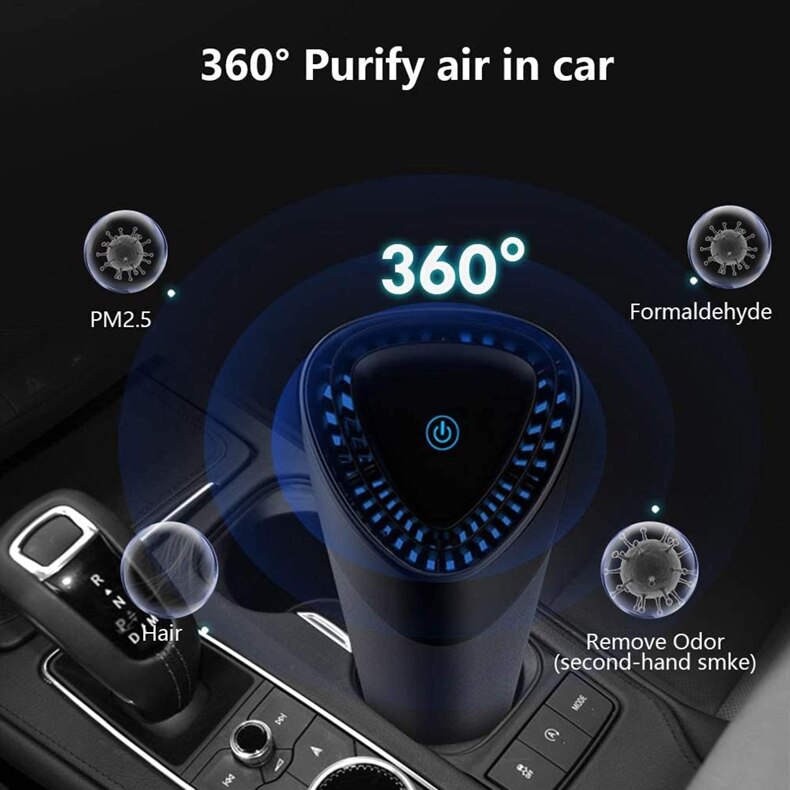 Soodacho Car Air Purifiers Cleaner Negative Ion Hepa Filter Fresh Portable Mini USB Aluminium Alloy Auto Air Purifier For Car