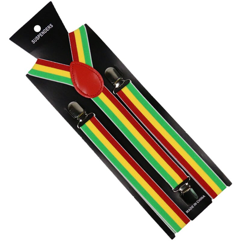 2.5cm brede justerbare y-ryg grøn gul rød jamaica flag stribede seler herre dame