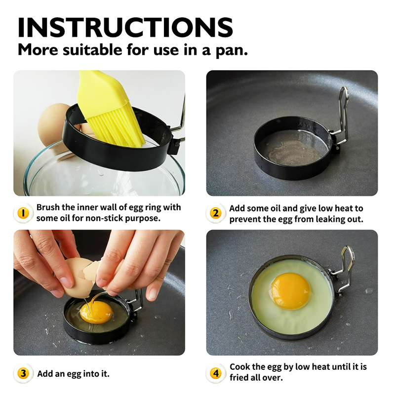 LMEETJMA 4 Uds anillos de huevo para freír huevos anillo redondo antiadherente de acero inoxidable para cocinar huevos para freír huevos y huevos Mcmuffins JT86