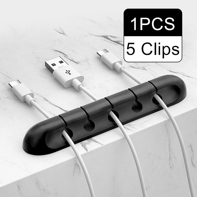 Kabel Organizer Bureau Organizer Cable Management Telefoon Accessoires Wire Organizer Usb Clips Smart Telefoon Houder Voor Muis Toetsenbord: 5clips