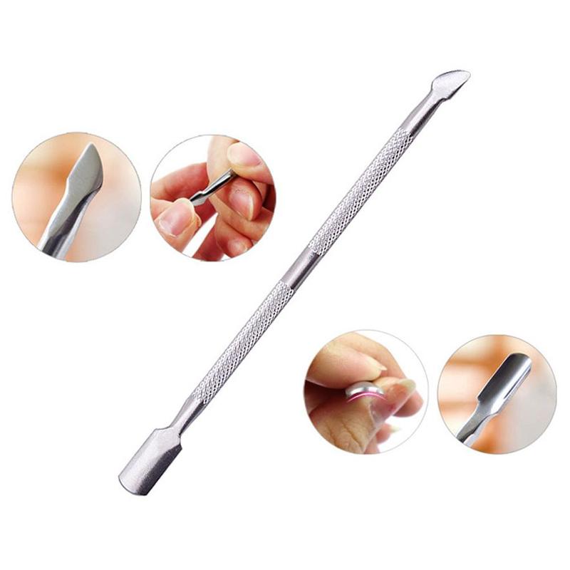 1pcs Stainless Steel Double Head Nail Art Manicure Stainless Steel Spoon Shape Pusher Dead Skin Clip Remover Manicure Tool