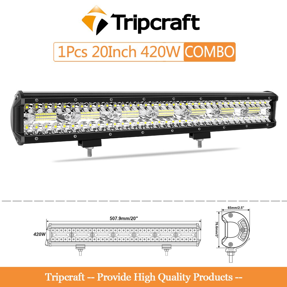 Tripcraft 3Rows LED Bar 4-28 inch LED Light Bar LED Work Light combo beam for Car Tractor Boat OffRoad 4x4 Truck SUV ATV 12V 24V: 1pc 20in 420w