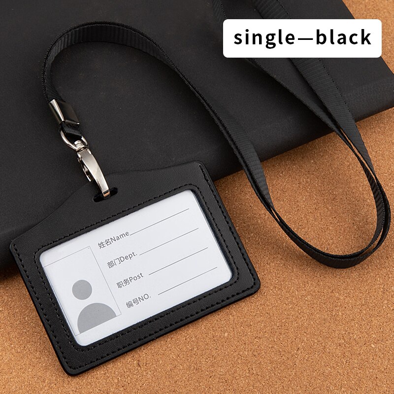 Leather student access Card Holder Employee Name ID Card Cover Metal Work Certificate Identity Badge Business Case: 1