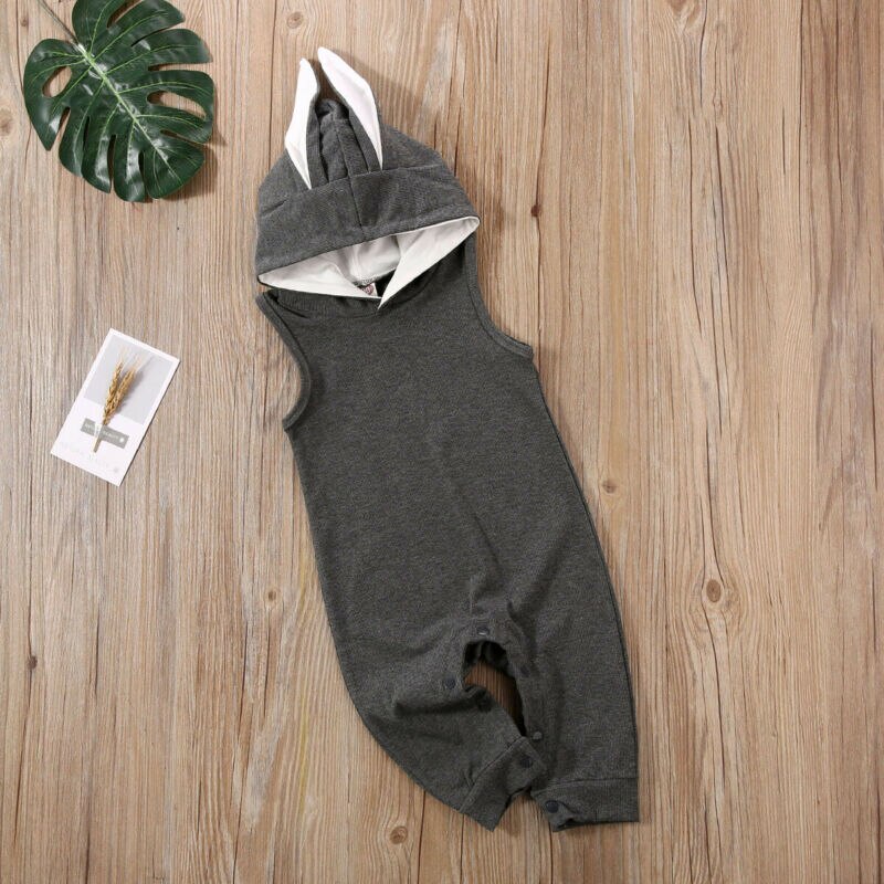 Emmababy Mijn 1st Pasen Konijn Peuter Baby Jongen Meisje Mouwloze Hooded Romper Outfits Kleding
