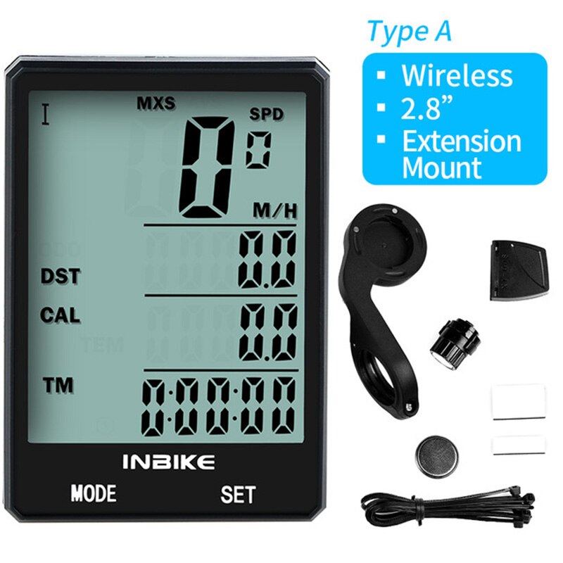 WEST BIKING 2.8 Inch LED Wireless Odometer Bicycle Computer With Backlight Rainproof Speedometer Bike Stopwatch Cadence Sensor: White wireless stand