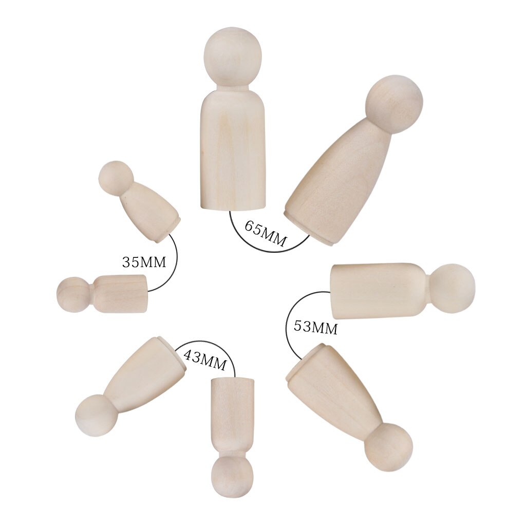 12 Pieces/Set Wooden People Peg Doll DIY Crafts Little Child Man Lady Couple