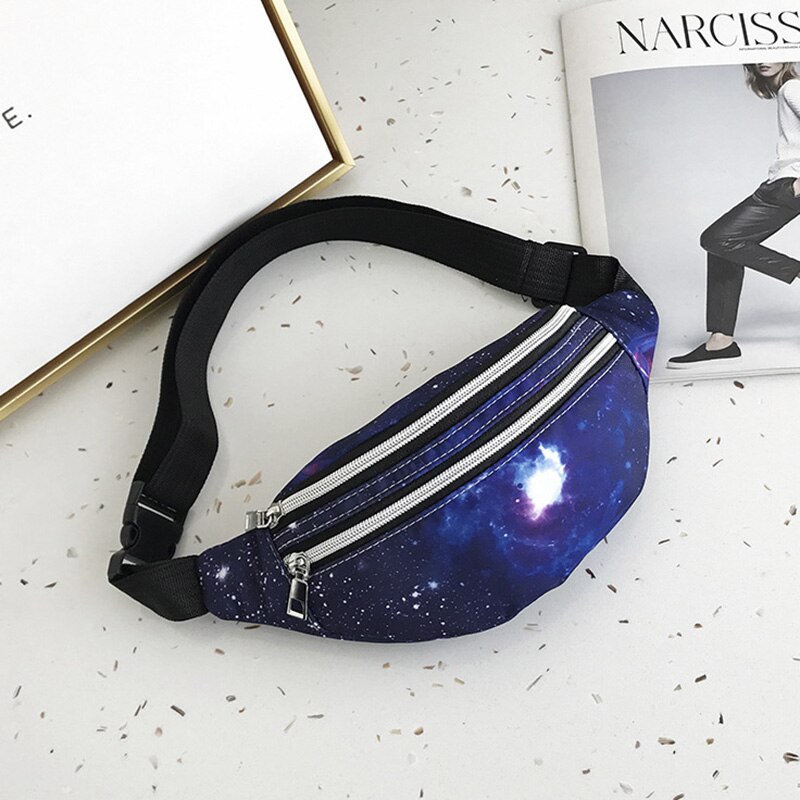 Riñonera tipo bandolera con de plátano para hombre y mujer, bolso para la cadera, bolsillo para teléfono, para Festival,: Blue-Sky