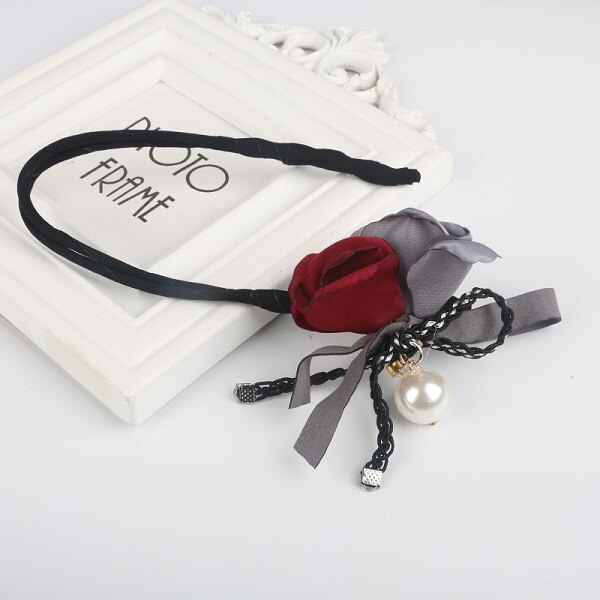 Colgante de perlas y flores para hacer moños, Donut mágico, herramientas de peinado fáciles, productos de peinado, accesorios para el cabello para niñas y mujeres: 02 Burgundy Gray