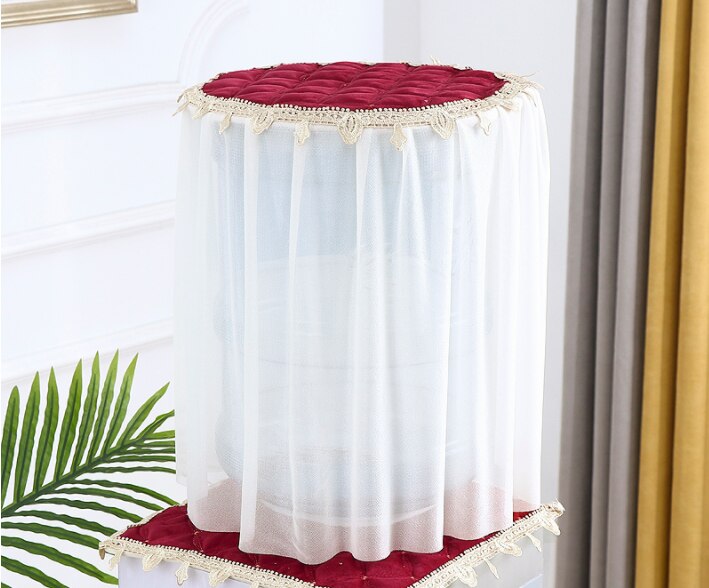 32*47cm Lace Cloth Water Dispenser Dust Cover Drinking Bucket Fountains Water Dispenser Cover,Red/Blue: Red