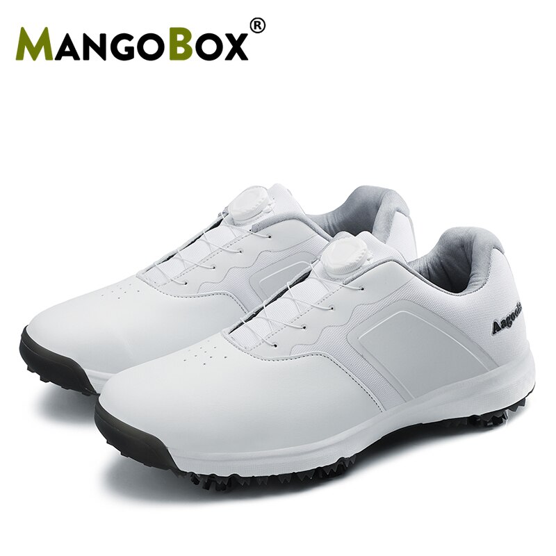 Spiked Golf Shoes Man Golf Walking Sport Shoes with Spikes Men's Leather Golf Sneakers Black White Spike Sport Boot