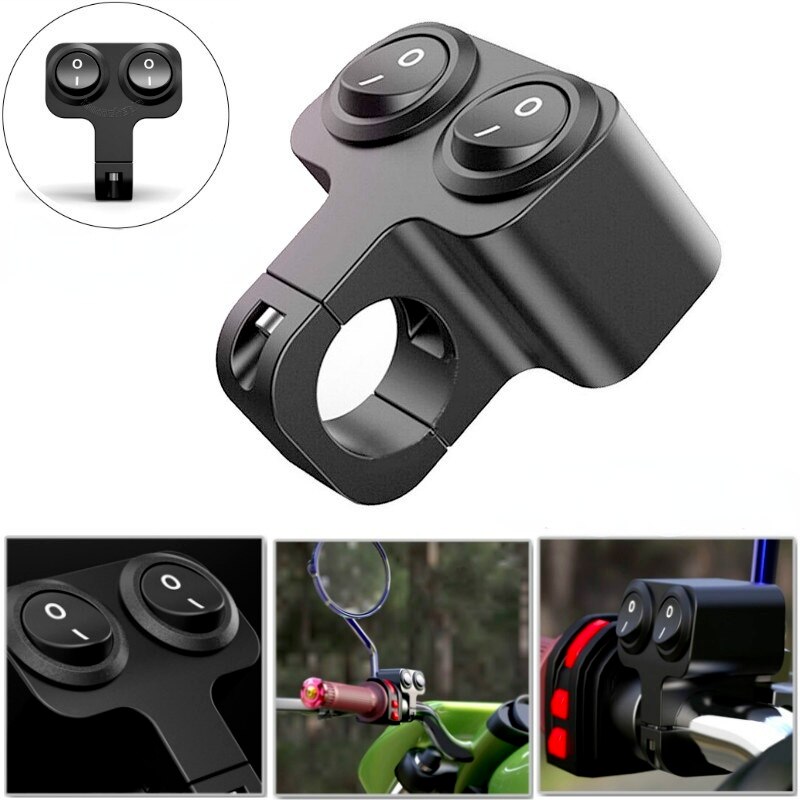 Universal 12V 22mm Aluminum Alloy Motorcycle Handlebar Control Switch Double Button Motorbike Headlight Switches