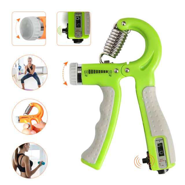 Empuñadura de Mano Ajustable en Forma de R, Expansor Deportivo, para Ejercicio, Contador de Fuerza, Pinza de Dedo: Verde