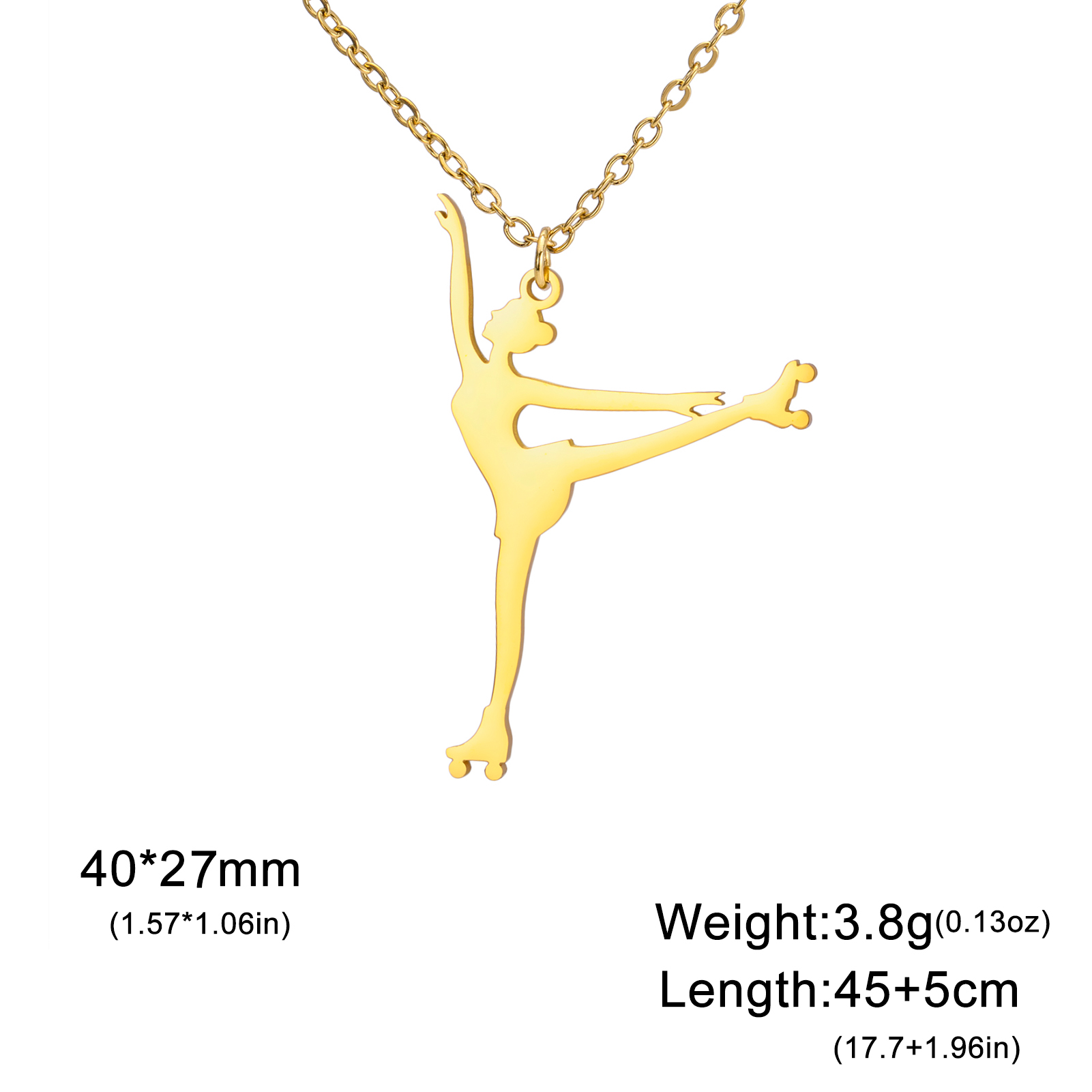 Unift Figure Ice Skater Necklace for Women Daughter Stainless Steel Roller Skating Sport Artistic Skating Girl Jewelry Trendy: Rhodium Plated