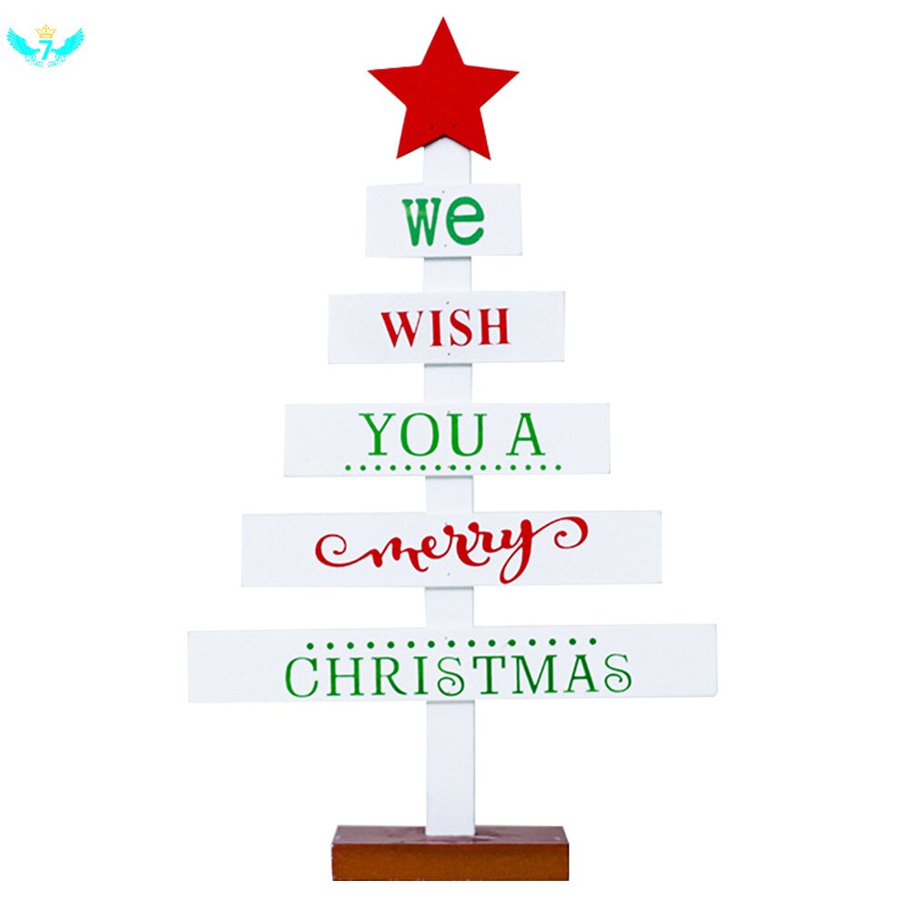 Mesa de escritorio de Merry Christmas árbol de madera con árbol decoración navideña, adornos colgantes, decoración navideña, de decoración para el hogar de Año