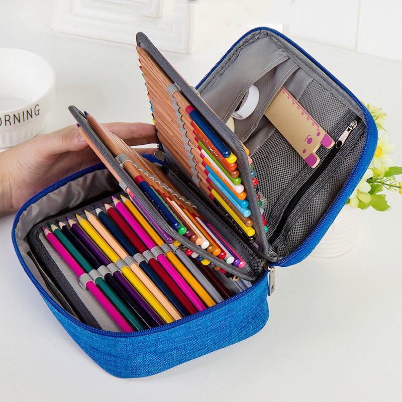 School Potlood Gevallen Voor Meisjes Jongen Pencilcase 72 Gaten Pen Box Canvas Multifunctionele Opbergtas Case Pouch Briefpapier Kit