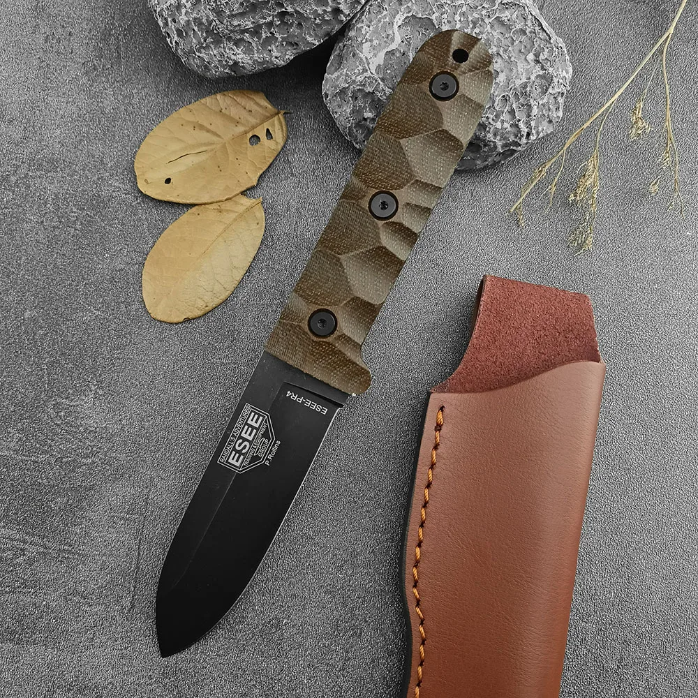 ESEE PR4 couteau à lame fixe polyvalent cuisine utilitaire ménager couteau droit lame en acier D2 manche en chanvre couteau à fruits EDC: Default Title