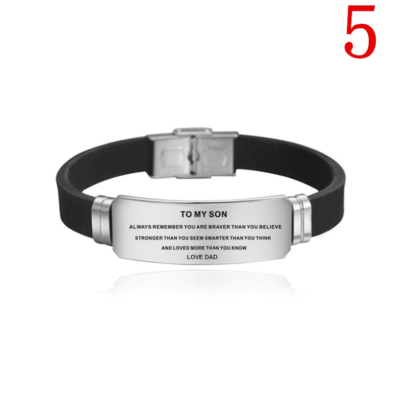 To My Son Encourage Jewelry Men Wristband Stainless Steel Silicone Bracelets For Boys Bangle Love From Love Mom: 5