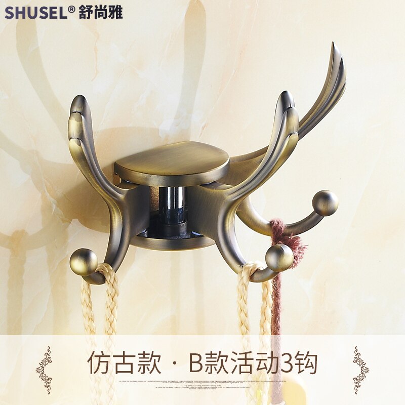 Slaapkamer Beweegbare Kleding Haak Europese Stijl Haak Kledingrek Muur Opknoping Enkele Haak Gouden Antieke Jas Rack Roterende: antique color