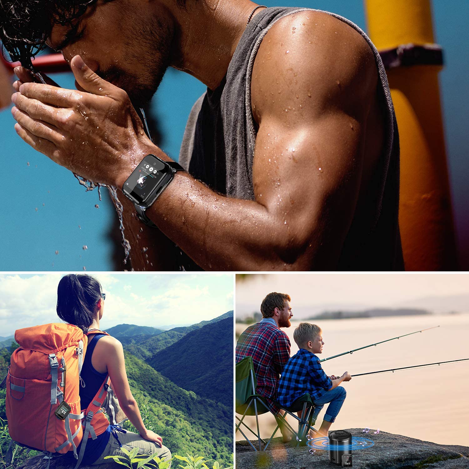 RUIZU MP3 Player Bluetooth M8 Detachable 1.6inch Full Touch Screen 16GB Wearable Music Player,Support External Playback Function