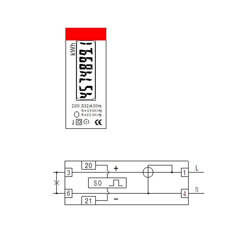 Single Phase Two Wire Power kWh Energy Sub Meter DIN Rail Mount - Electronic