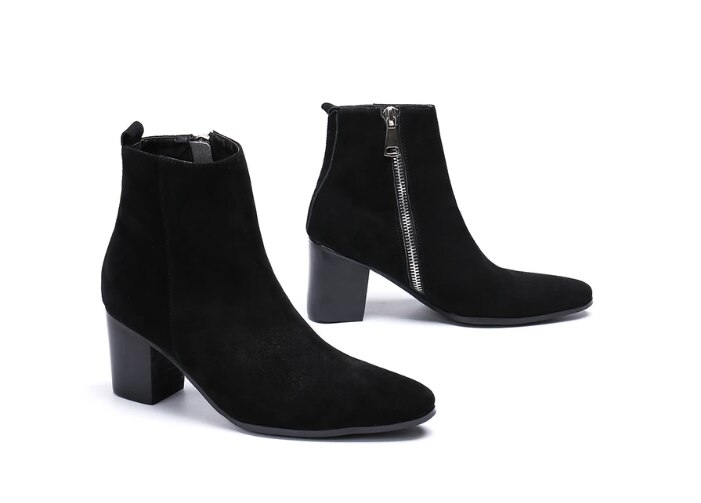 Herresko moderigtige lynlås chelsea støvle pu læder håndlavet formelle stilfulde vinter western støvler zapatos de hombre 4 m 835