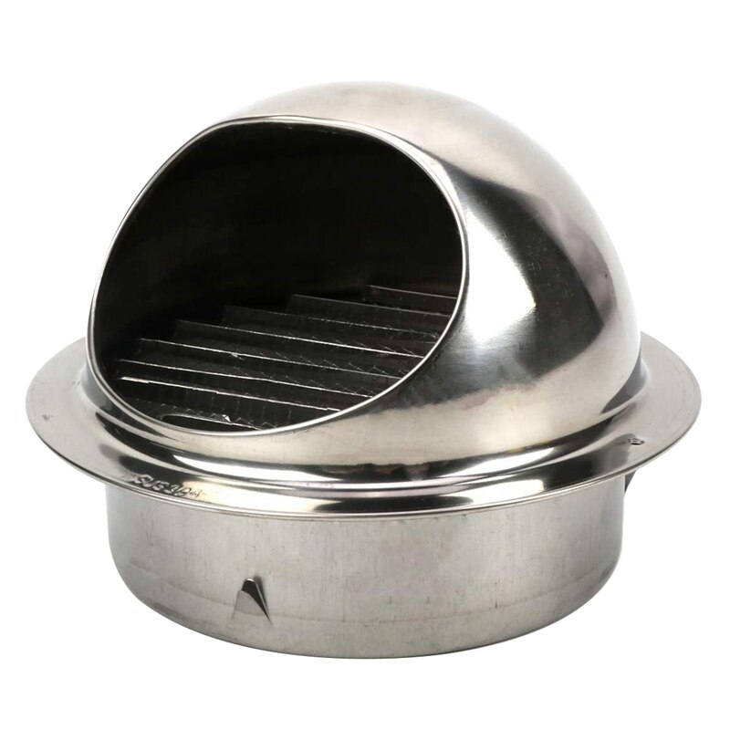 6-Inch 304 Stainless Steel Vent, Round Vent, Grid Duct, Outer Spherical Wall Outlet, Wall-Mounted Exhaust Hood Vent