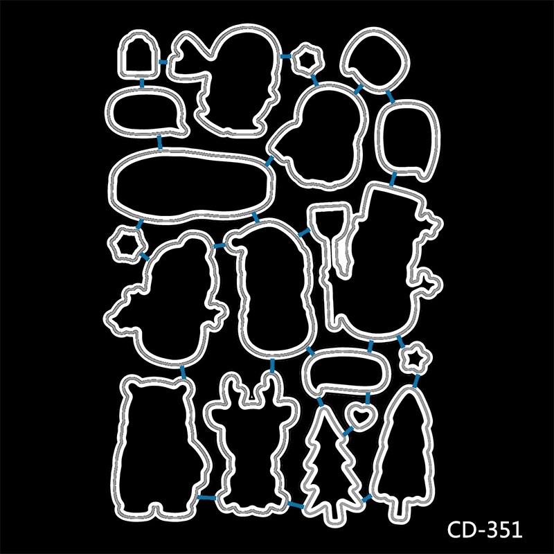 AZSG Lovely Winter Penguin/Snowman/Bear Cuting Dies Clear Stamps For DIY Scrapbooking/Album Decorative Silicone Stamp Crafts: die  CD-351