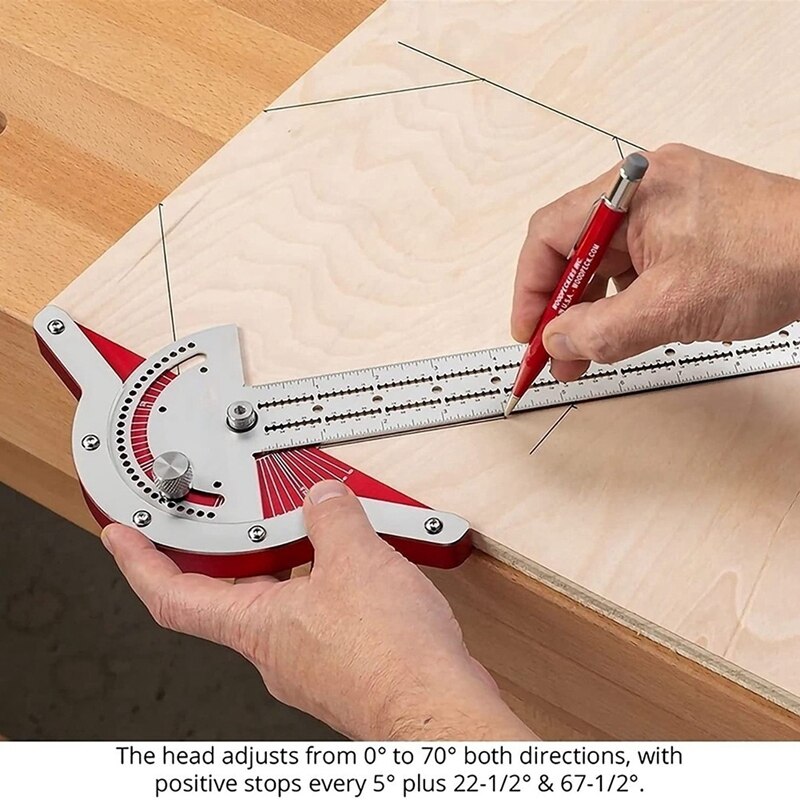 Woodworkers Edge Rule,Protractor Angle Finder,Two Arm Woodworking Ruler Angle Measure Tool, Baseboard Crafts