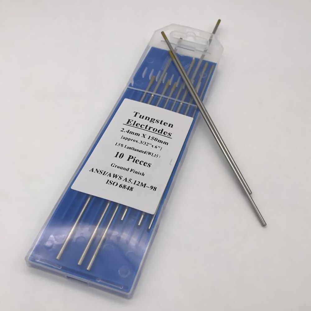 10pcs/1 Bag TIG Welding Tungsten Electrodes 1.5% Lanthanated WL15 Tungsten Electrode Welding Rods (1.6MM x 150MM)