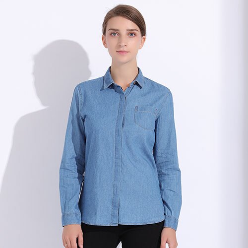 Camisa de manga larga de las mujeres de mezclilla de talla grande otoño camisa de mujer femenina camisas otoño mujeres ropa mujeres camisa Jeans GAREMAY: M