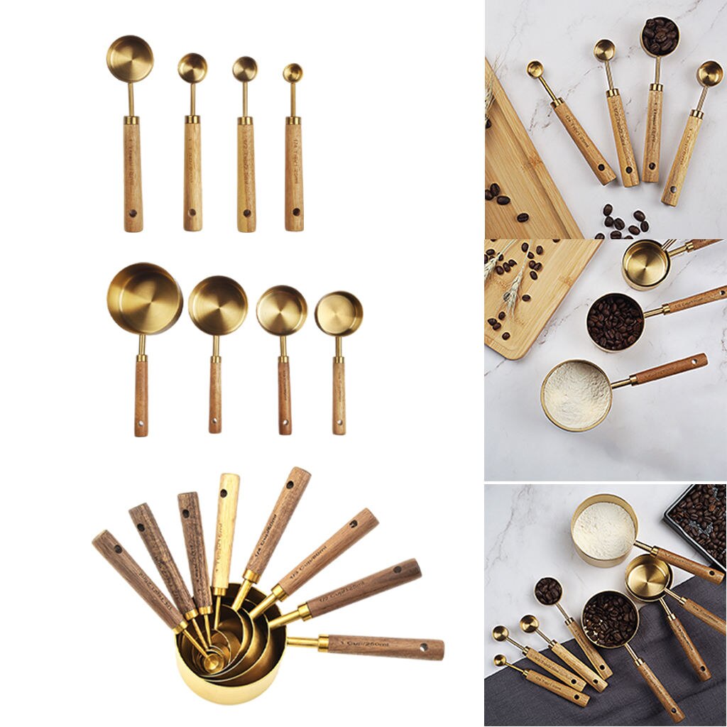 Maatbekers Lepels Set Rvs Gold Metal Keuken Meten Set Voor Cafe