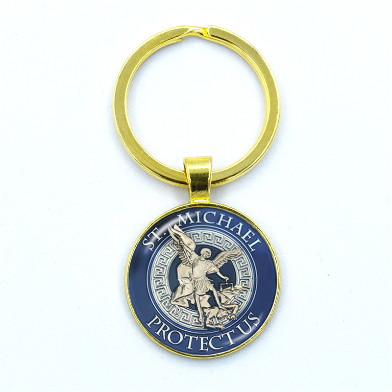 Aartsengel St.Michael sleutelhanger Bescherm mij Saint Shield Angel Protection hanger sleutelhanger Orhodox amulet christelijke sieraden cadeau