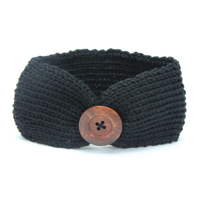 botón nudo de cintas para el pelo del bebé niñas gorro suave encantadora turbante para bebé recién nacido Crochet diademas de chica: Black