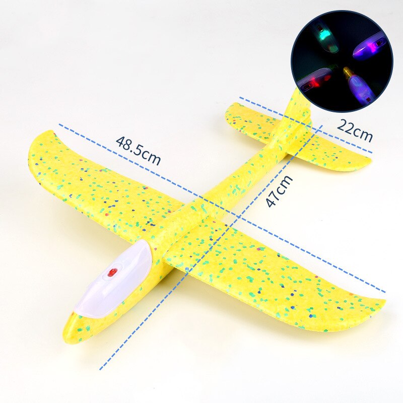 48 CM DIY Hand Throw Airplane EPP Foam Launch fly Glider Planes Model Aircraft Outdoor Fun Toys for Children Plane Toys Game: Head light- yellow