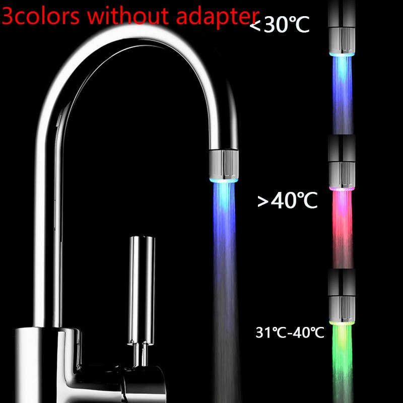LED Temperature Sensitive Light-up Changeable Faucet Kitchen Bathroom LED Sensitive Faucet Light Kitchen Sink Mixer Tap Pull Par: temperature sensor
