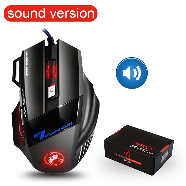 Computer Muis Gamer Bedrade Gaming Muis Rgb Stille Muis 5500 Dpi Ergonomische Muis Met Led Backlight 7 Knop Voor Pc laptop: Sound with box