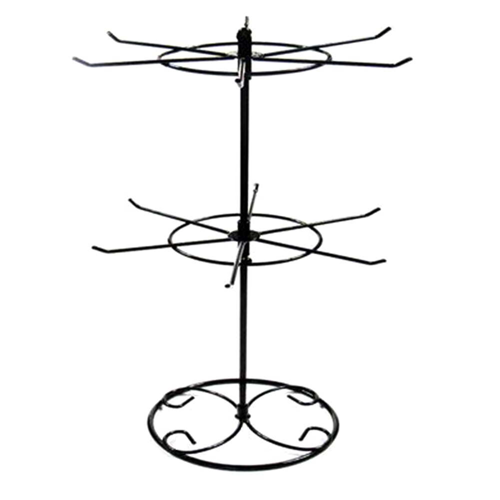 2 Tiers Rotating Detachable Metal Necklace Bracelet Jewelry Display Rack Stand Jewelry Display Keyring Display Rotating Iron 3-T: black