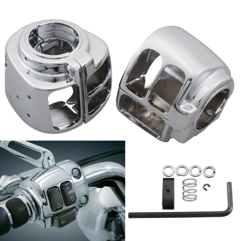 Motorcycle Aluminum Chrome Handlebar Switch Housing Cover for Sportster Dyna Softail V-Rod 2002