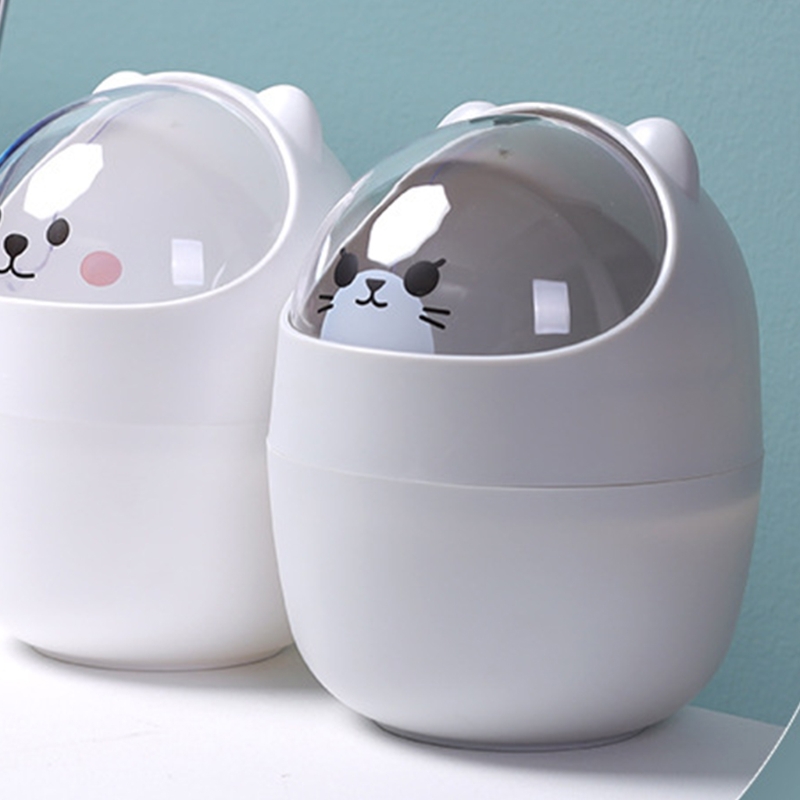 Mini Papelera para escritorio multifuncional, papelera de almacenamiento reutilizable para oficina, dibujos para habitación infantil, papelera de animales
