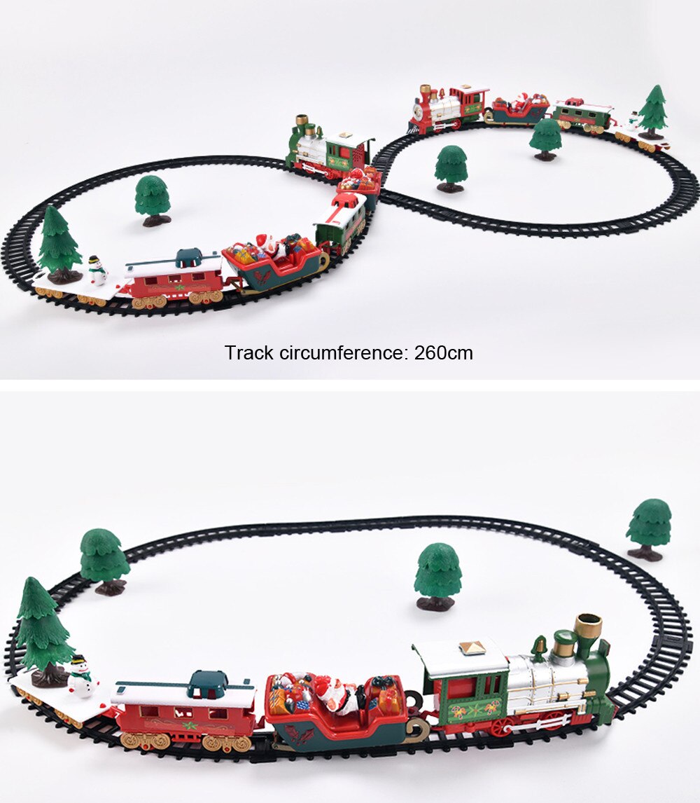 Lichten En Geluiden Kerst Trein Set Railway Tracks Speelgoed Xmas Trein Elektrische Spoorweg Trein Set W/Locomotief Motor auto #