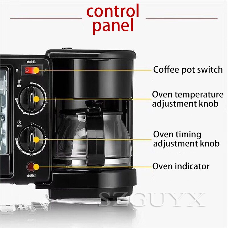Factory direct nutrition meals household three-in-one multi-function breakfast machine electric oven toaster bread machine