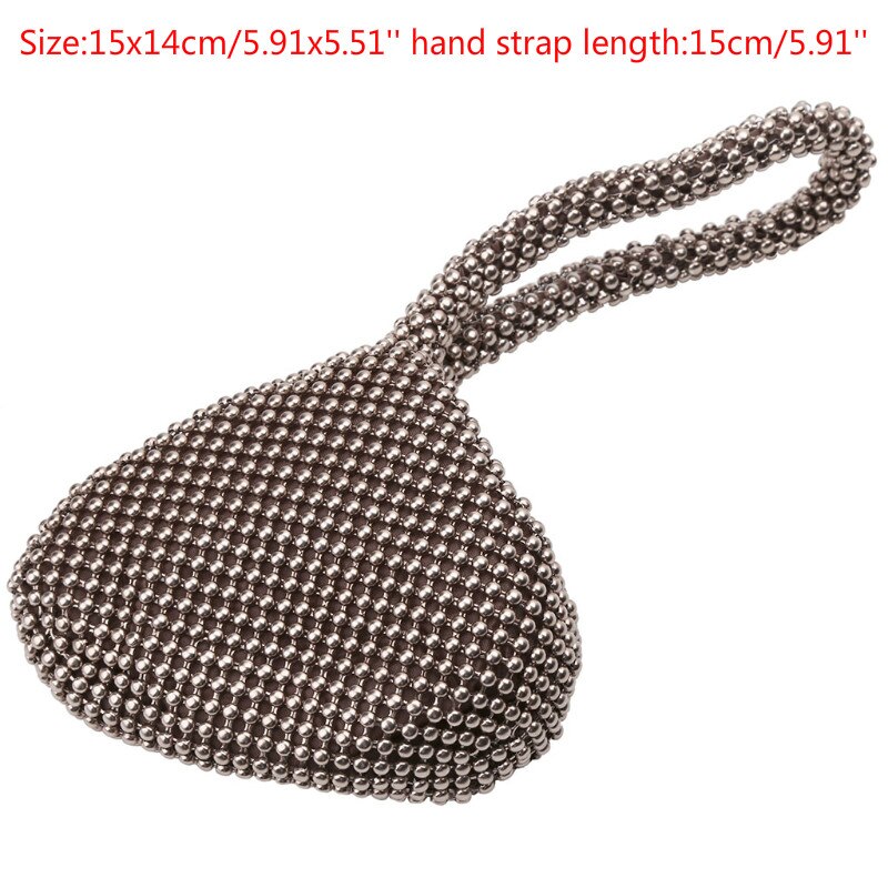 Strassbesetzte damen-clutch aus metall, abendtasche, diamant-handtasche für partys, metallic-stil, auch als hochzeitstasche geeignet, 5 farben, perlenbesatz: Kleiner kaffee