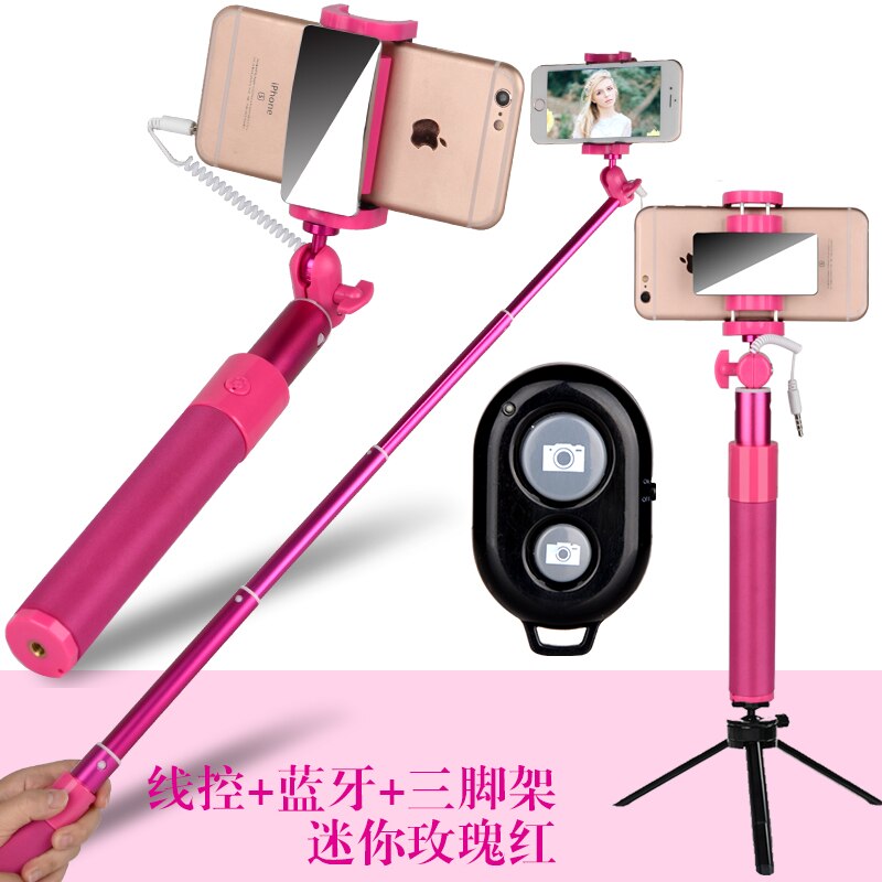 Aluminium flexibel selfie stickar foto tar trådlös bluetooth fjärrlucka för android mobiltelefon smart telefon för i-telefon: Röd 1
