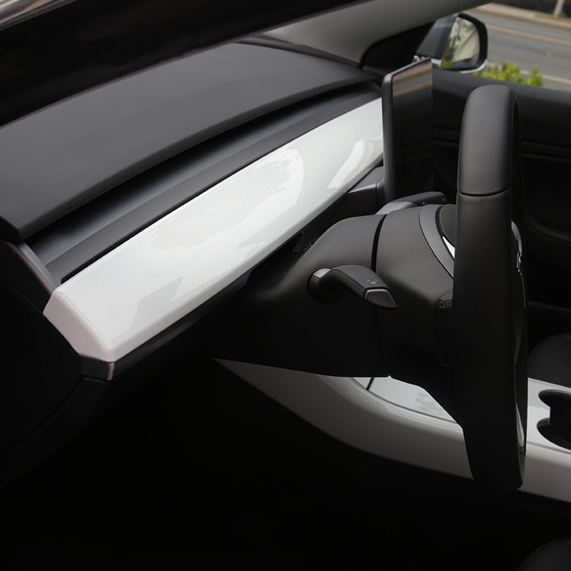 Blankt / mat ægte kulfiber til tesla model 3 bil styling interiør dashboard konsol center cover trim støbning