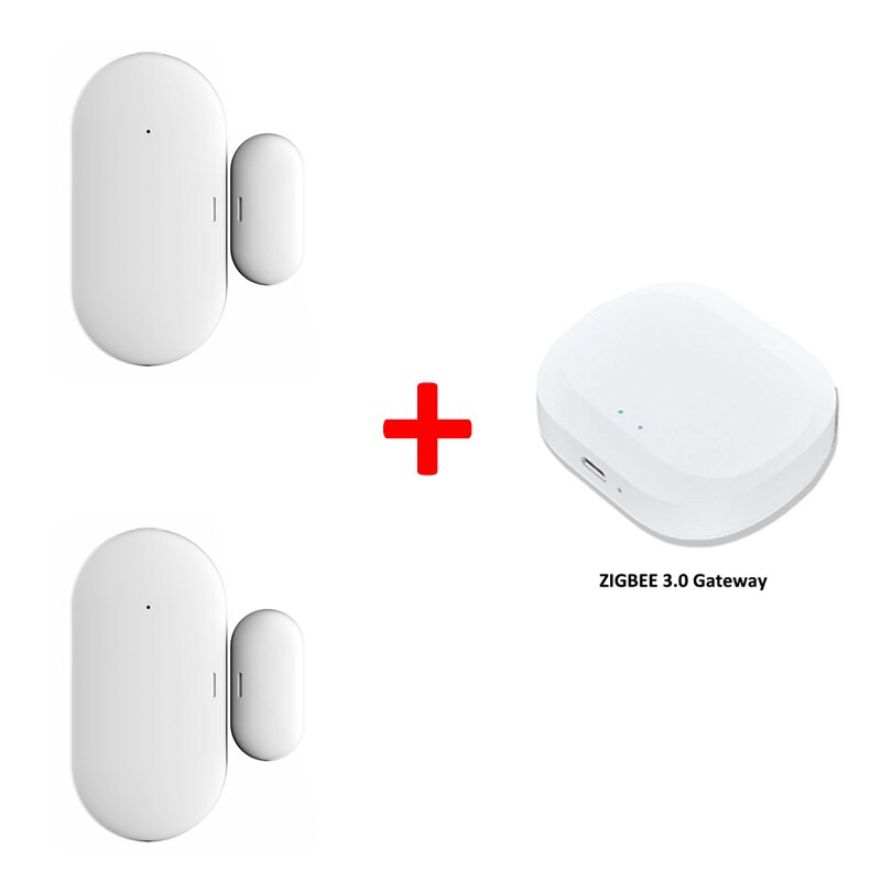 Tuya Smart ZIGBEE Door and Windows Sensor Door Open Phone Alert Personal Security Home Automation Compatible Alexa Google Home: 2 Sensor and Gateway