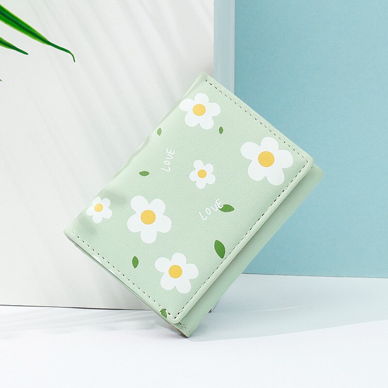 Bycobecy Flowers Printed Women Wallet Three-Fold Card Holders Small Fresh Short Wallet Ladies Wallet