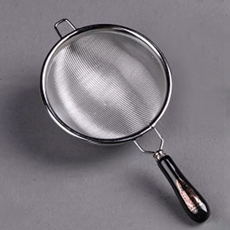 Vintage Chinese Tea Infuser Stainless Steel Dual Mesh Tea Strainer Loose Leaf Tea Filter Ceramic Handle Tea Accessories: BK-L