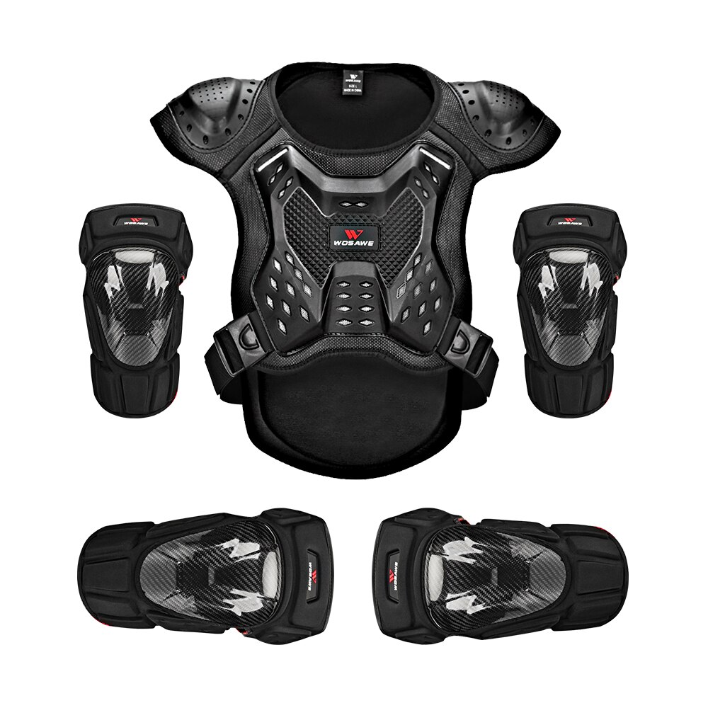 Wosawe Motorfiets Armor Vest Kniebeschermers Elleboogbeschermers Beschermende Gear Set Motocross Racing Off-Road Elleboog Pads Schaatsen Bescherming