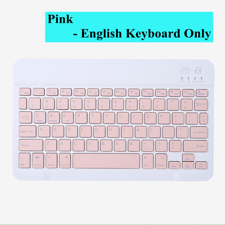 Para Ipad Tablet Azerty teclado tailandés con árabe francés ruso español Bluetooth teclado inalámbrico ratón Android Universal 10": Caqui