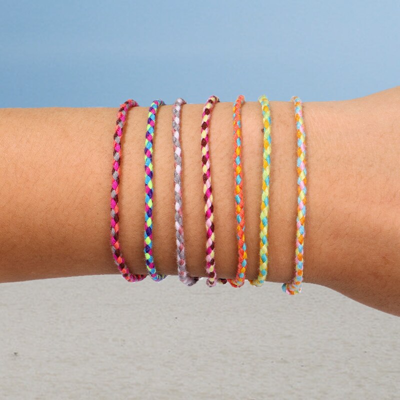 Pulseira prateada da sorte tibetana feminina, bracelete de corda com nó na cor boho